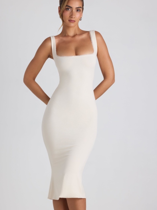 Oh Polly Dresses & Skirts - Oh Polly Modal Lace-Trim Midaxi Dress in Ivory 6